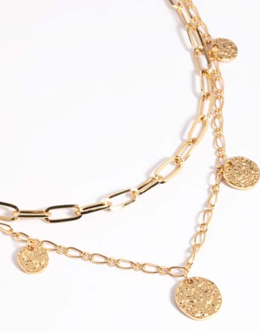 Lovisa Gold plated disc layered necklace in gold, 2 of 4