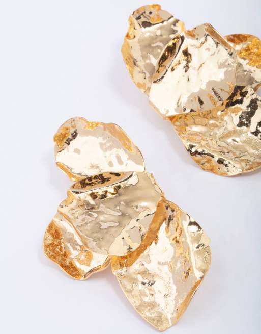 Lovisa Gold plated half flower statement stud earrings in gold, 2 of 4