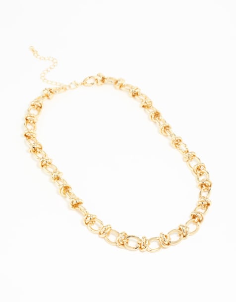 Lovisa Gold plated knotted chain necklace in gold - view 1