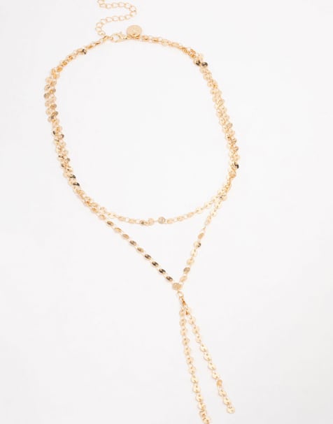 Lovisa Gold plated round link layered y-necklace in gold - view 1
