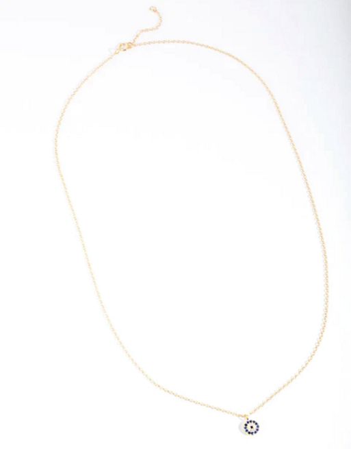 Lovisa Gold plated sterling silver evil eye disc necklace in gold