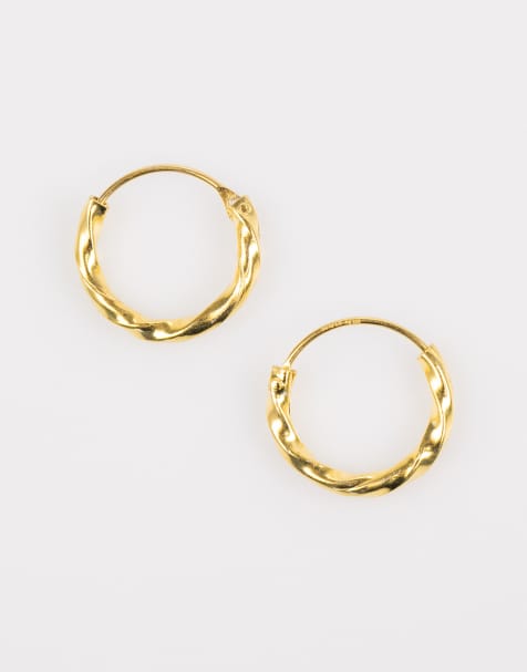 Lovisa Gold plated sterling silver graduating textured hoop earring pack in gold - view 1