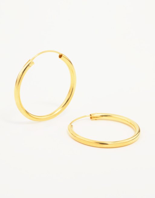 Lovisa Gold plated sterling silver hoop earrings in gold | ASOS