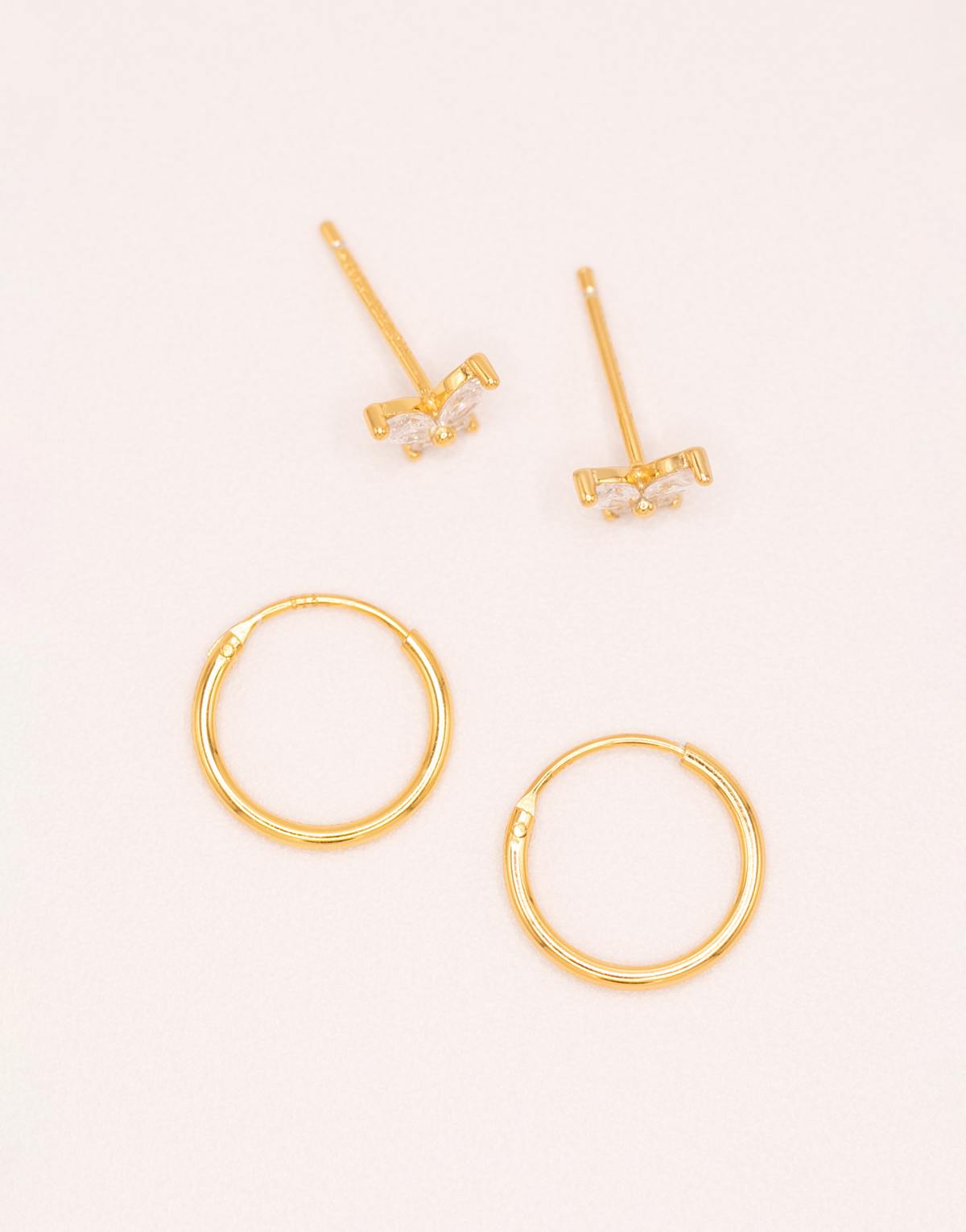 Lovisa Gold plated sterling silver  studs and hoop earrings 2-pack in gold