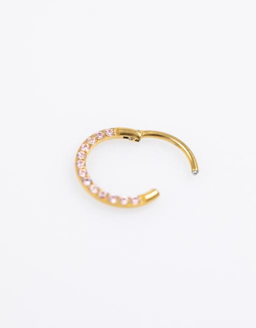 Lovisa Gold plated surgical steel cubic zirconia clicker earring 8mm in gold , 2 of 3