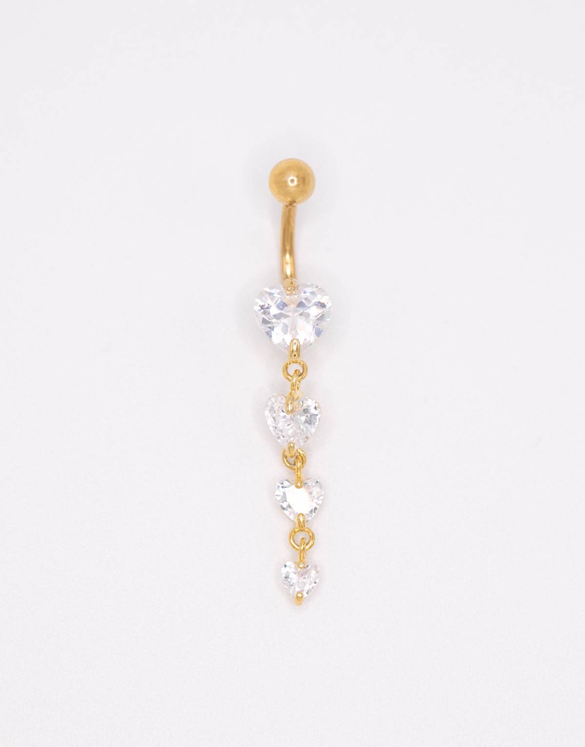 Lovisa Gold plated surgical steel cubic zirconia heart belly ring in gold
