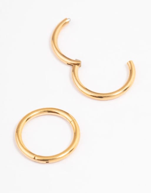Lovisa Gold plated surgical steel fine sleeper earrings 6mm in gold, 2 of 3