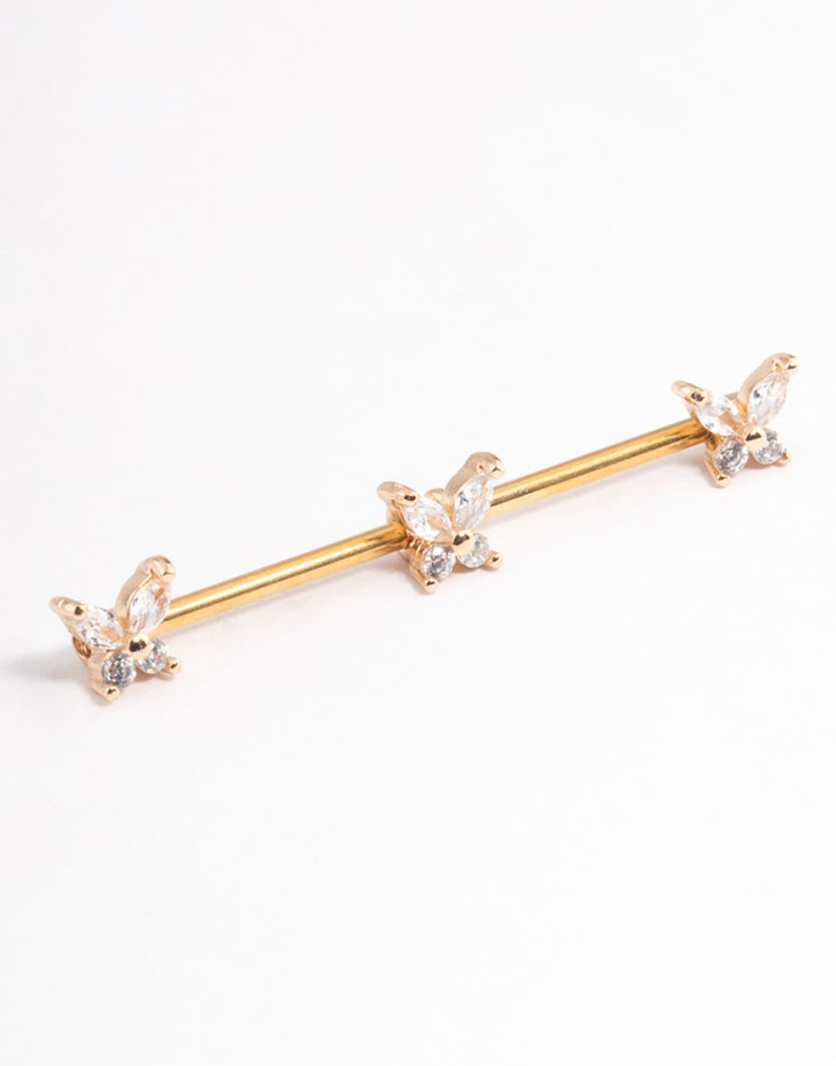 Lovisa Gold plated surgical steel triple industrial bar in gold