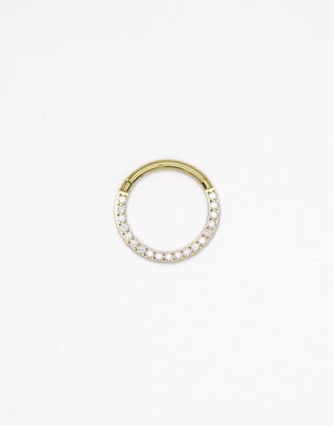 Lovisa Gold plated titanium cubic zirconia clicker ring 10mm in gold - view 1