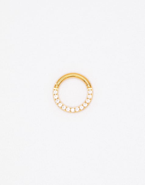 Lovisa gold plated titanium cubic zirconia clicker ring 7 mm in gold - view 1
