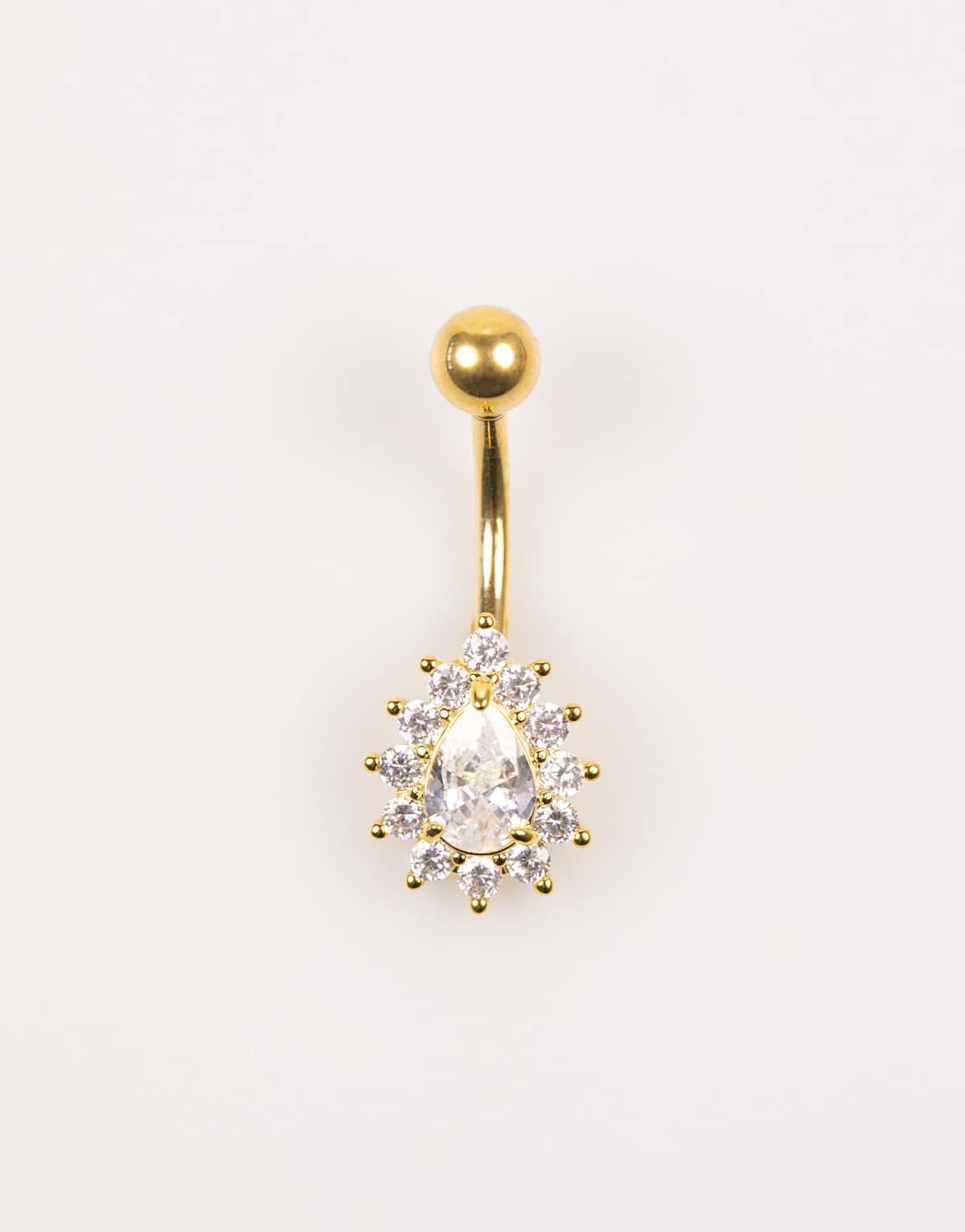 Lovisa Gold plated titanium cubic zirconia spiked belly bar in gold