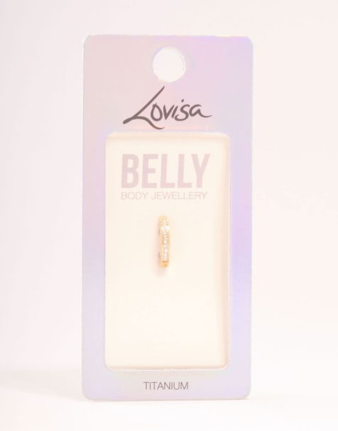 Lovisa Gold plated titanium curved belly ring in gold - view 1