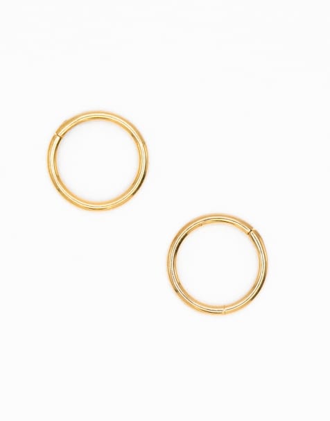 Lovisa Gold plated titanium fine sleeper earrings 6mm in gold - view 1