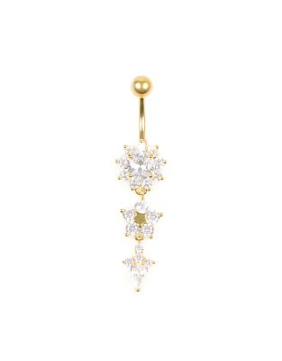 Lovisa Gold plated titanium floral belly bar in gold | ASOS