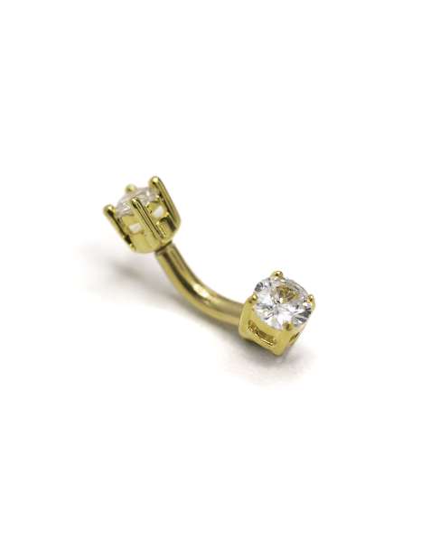Lovisa Gold plated titanium mini double round bellybar in gold - view 1