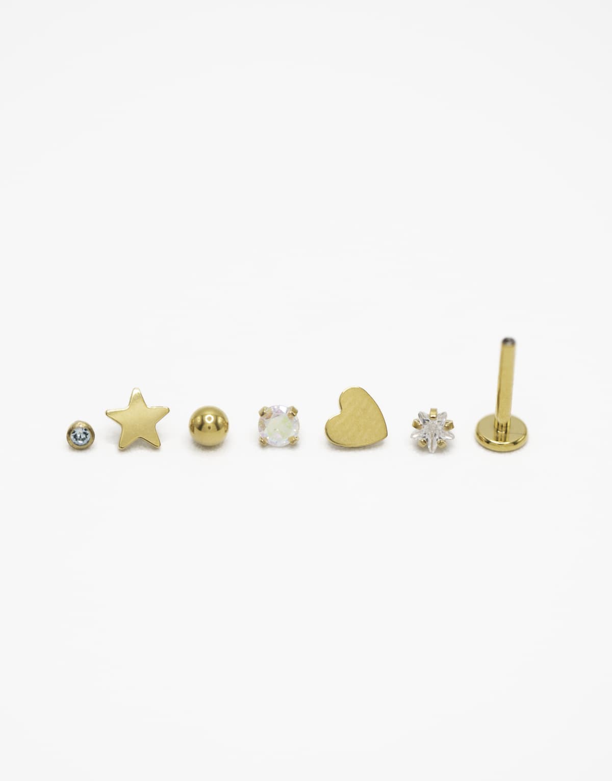 Lovisa Gold plated titanium mixed motif flat back 6-pack in gold