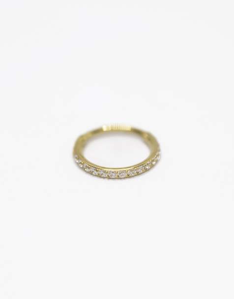 Lovisa Gold plated titanium pave cubic zirconia band clicker ring in gold - view 1