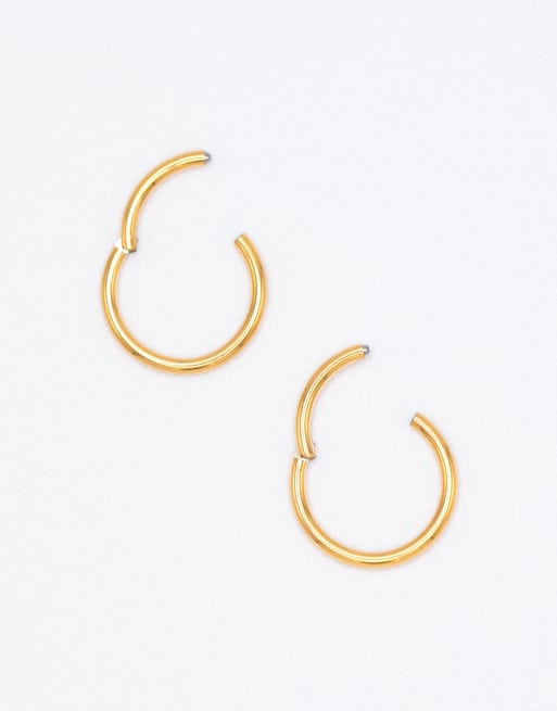 Lovisa Gold plated titanium sleeper earrings 10mm in gold ASOS
