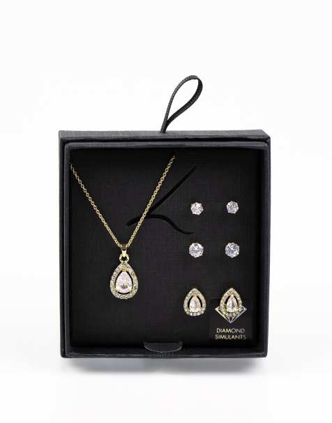 Lovisa - Gold - Set con collana e orecchini dorati con diamanti sintetici - view 1