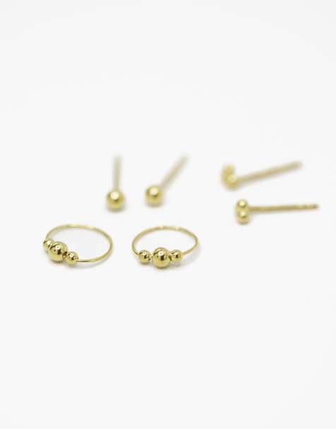 Lovisa Gold – Set mit goldfarbenen Ohrringen aus vergoldetem Sterlingsilber in verschiedenen Kugeldesigns - view 1