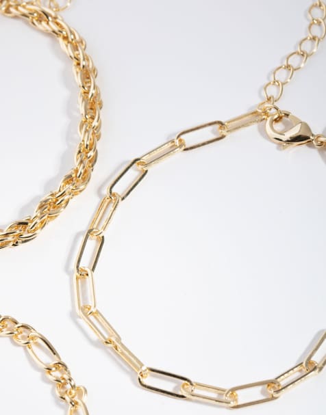 Lovisa Gold statement mixed chain pack bracelet in gold - view 1