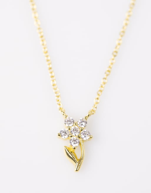 Lovisa – Goldfarbene Halskette aus vergoldetem Sterlingsilber mit Blumenanhänger mit Stengel , 2 von 3