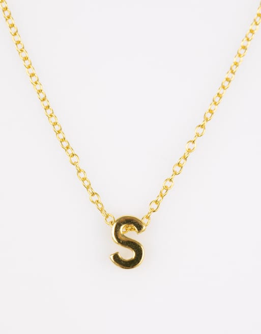 Lovisa – Goldfarbene Halskette aus vergoldetem Sterlingsilber mit S-Initialen-Anhänger , 2 von 3