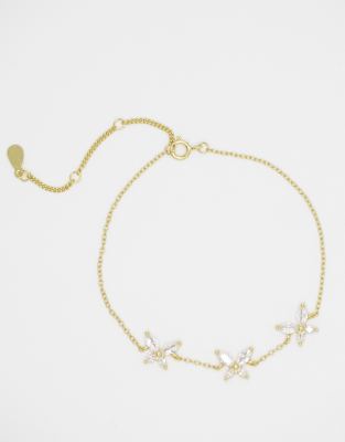 Lovisa - Goldfarbenes Armband aus vergoldetem Sterlingsilber mit drei schmetterlingsförmigen Gliedern und Zirkoniabesatz