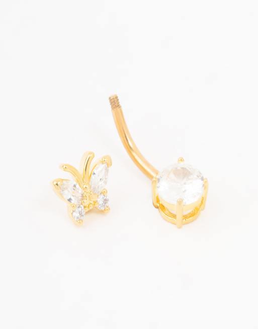 Lovisa – Goldfarbenes Bauchnabelpiercing aus Titan mit Zirkonia-Besatz , 3 von 3