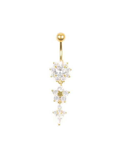 Lovisa - Goud vergulde titanium navelpiercing met bloemen - view 1