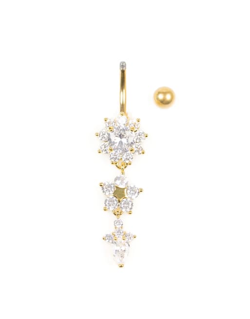 Lovisa - Goud vergulde titanium navelpiercing met bloemen , 3 van 3