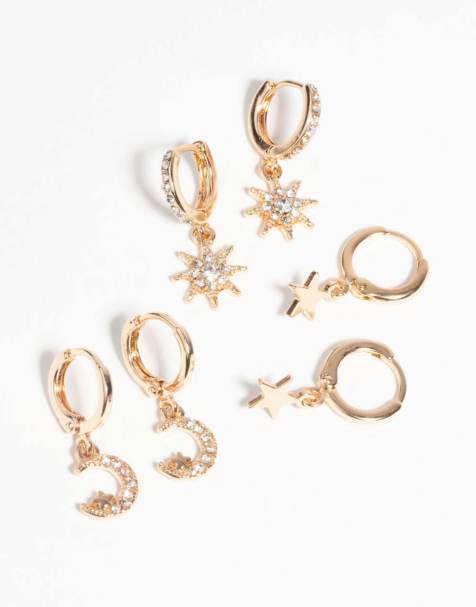 Lovisa gouden huggie-hoepeloorbellen set in goud - view 1