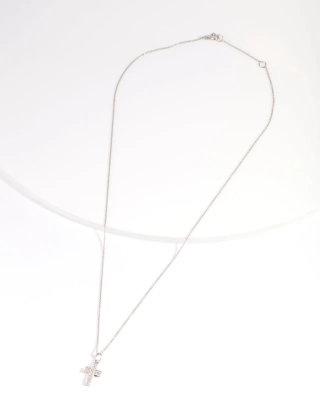 Lovisa - Halskette aus Sterlingsilber mit Strass-Kreuzanhänger