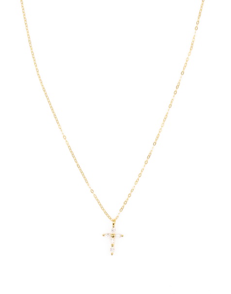 Lovisa – Halskette aus vergoldetem Sterlingsilber in Gold mit Kreuzanhänger mit Zirkonia-Schmucksteinen - view 1