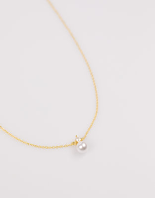 Lovisa - Halskette aus vergoldetem Sterlingsilber mit Anhänger mit Zirkonia und Perle-Goldfarben