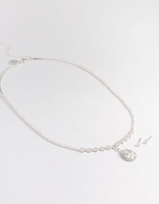 Lovisa - Halsketten-Set in Silberoptik mit Zirkonia und Diamantimitat