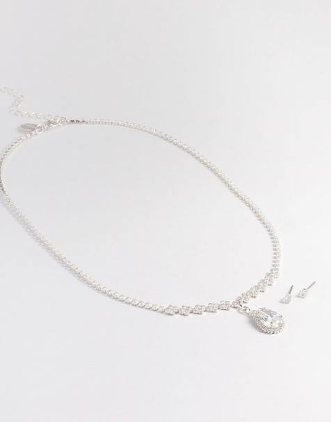 Lovisa – Halsketten-Set in Silberoptik mit Zirkonia und Diamantimitat - view 1