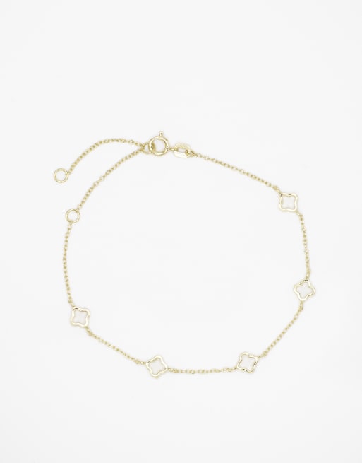 Lovisa – Kettenarmband aus vergoldetem Sterlingsilber mit floralen Zwischengliedern in Goldoptik