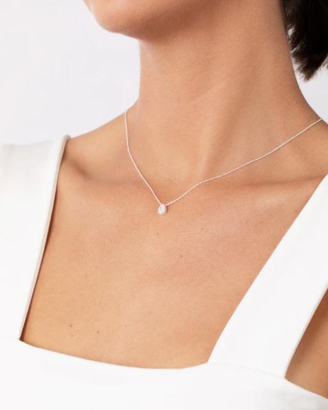 Lovisa - Ketting van sterling zilver met aureoolhangertje met zirkonia steentjes in zilver - view 1