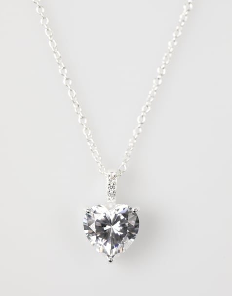 Lovisa - Ketting van sterling zilver met hartvormig zirkonia hangertje in zilver - view 1