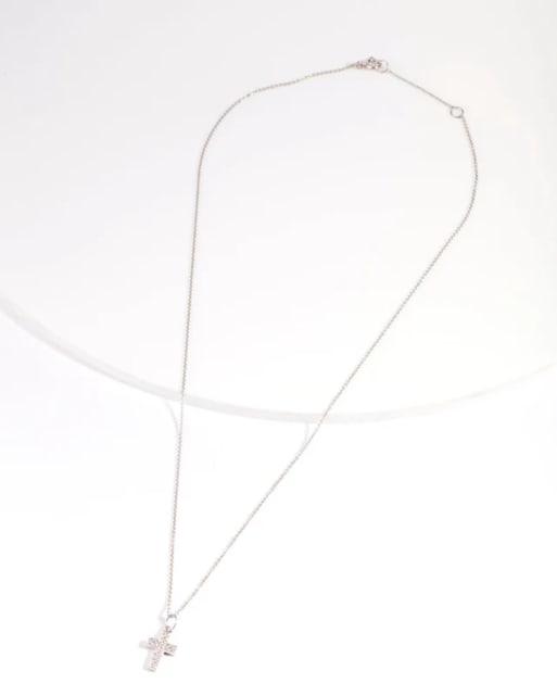Lovisa - Ketting van sterling zilver met kruisvormig hangertje met diamantjes in zilver