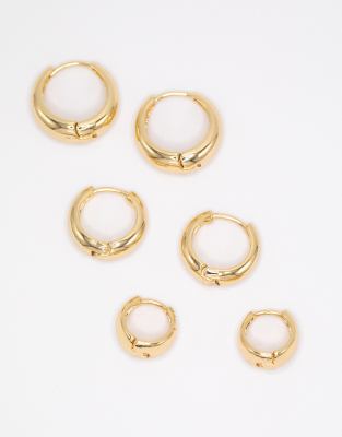 Lovisa - Klassische vergoldete Creolen aus Messing im 3er-Pack-Goldfarben