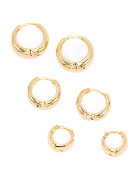 Lovisa – Klassische vergoldete Creolen aus Messing im 3er-Pack - view 1