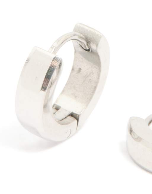 Lovisa – Kleine Herren-Creolen aus wasserfestem Edelstahl in gebürsteter Silberoptik, 2 von 3