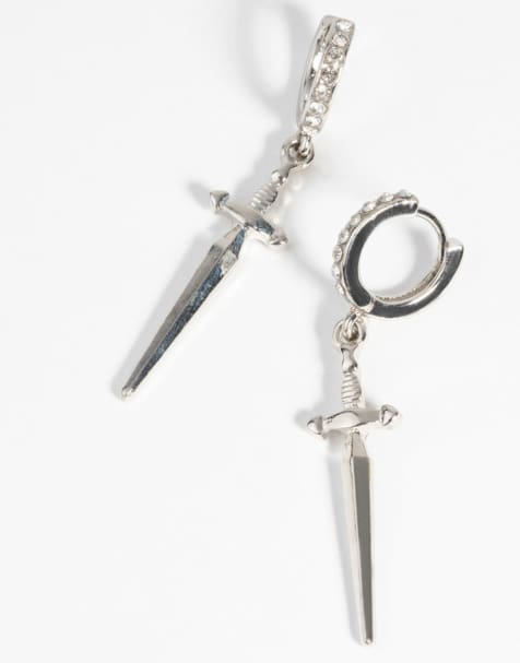 Lovisa - Kleine oorringen met dolkhangertje in zilver - view 1