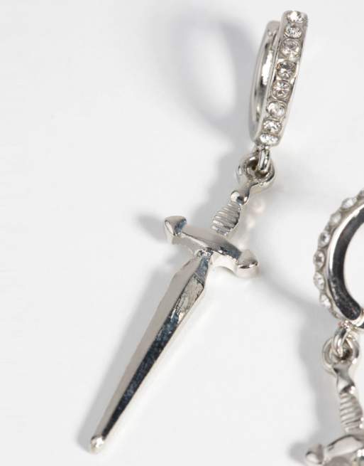 Lovisa - Kleine oorringen met dolkhangertje in zilver, 2 van 4