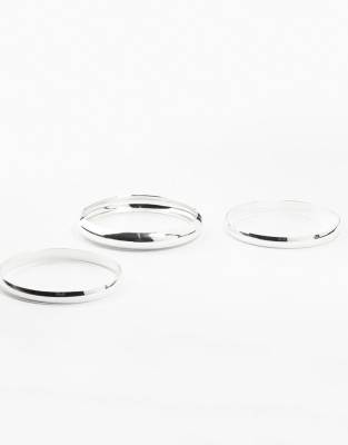 Lovisa - Lot de 3 bracelets lisses taille moyenne et classique en plaqué argent - Argenté