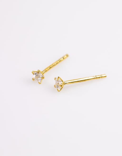 Lovisa - Lot de 3 paires de boucles d'oreilles en argent massif plaqué or avec strass et étoiles - Doré , 3 de 3