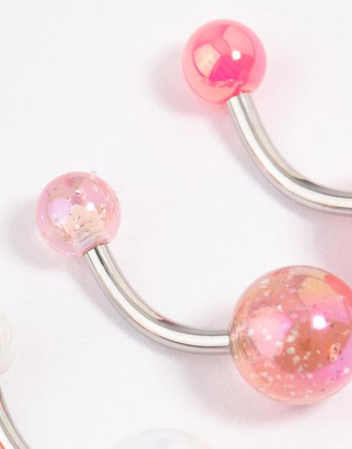 Lovisa - Lot de 4 piercings de nombril en acier chirurgical et acrylique - Multicolore, 3 de 3