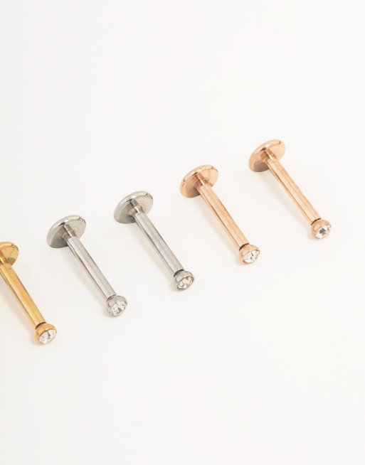 Lovisa - Lot de 6 boucles variées en acier chirurgical et arrière plat - Multicolore, 4 de 4